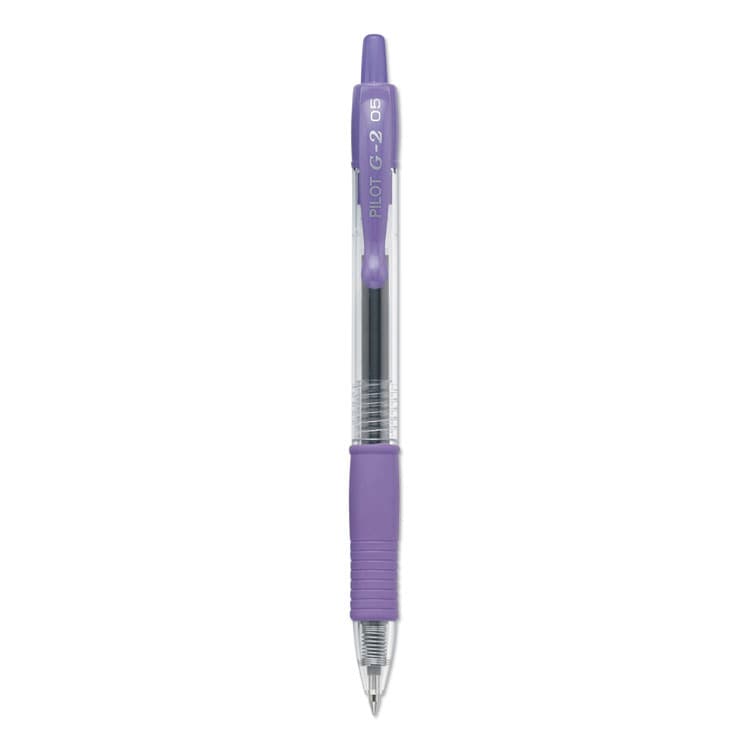 PILOT CORP. OF AMERICA G2 Premium Gel Pen, Retractable, Extra-Fine 0.5 mm, Purple Ink, Smoke/Purple Barrel, Dozen (PIL31006)
