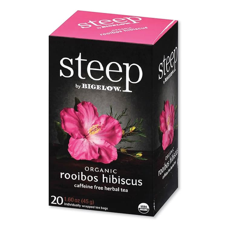 BIGELOW TEA CO. Steep Tea, Rooibos Hibiscus Herbal Tea, 0.08 oz Tea Bag, 20/Box (BTCRCB17713) thumbnail 3