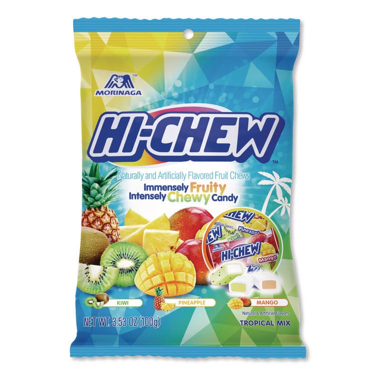 MORINAGA AMERICA Fruit Chews, Tropical, Peg Bag 3.53 oz, 6/Carton (HIE00434) thumbnail 2