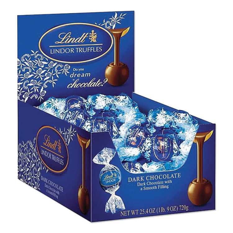 LINDT Lindor Dark Chocolate Truffles, 25.4 oz Box, 60/Box (LSPLAS3513)