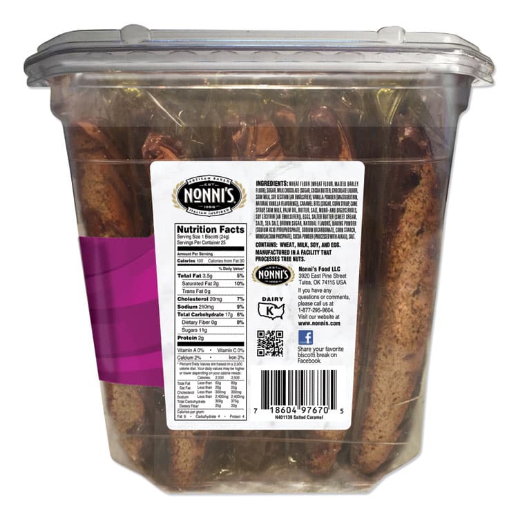 NONNI'S Biscotti, Salted Caramel, 0.85 oz Individually Wrapped, 25/Pack (NONNSD97670) thumbnail 3