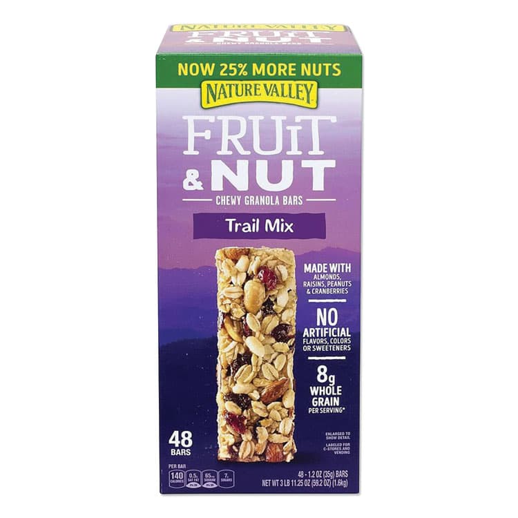 GENERAL MILLS Granola Bars, Chewy Fruit and Nut Trail Mix, 1.2 oz Pouch, 48/Box (NVLGEM19696)