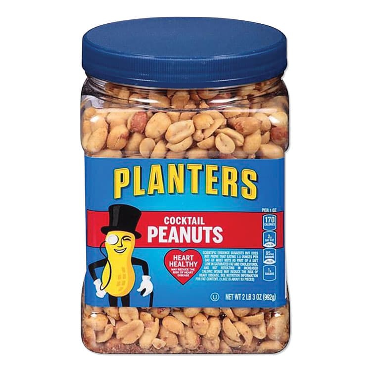 KRAFT FOODS, Cocktail Peanuts, Salted, 35 oz Canister (PTN07615)