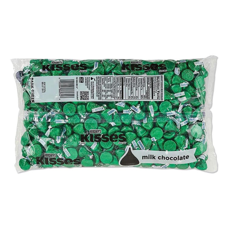 THE HERSHEY COMPANY KISSES Milk Chocolate, Green Wrappers, 66.7 oz Bag (HRS60347) thumbnail 2
