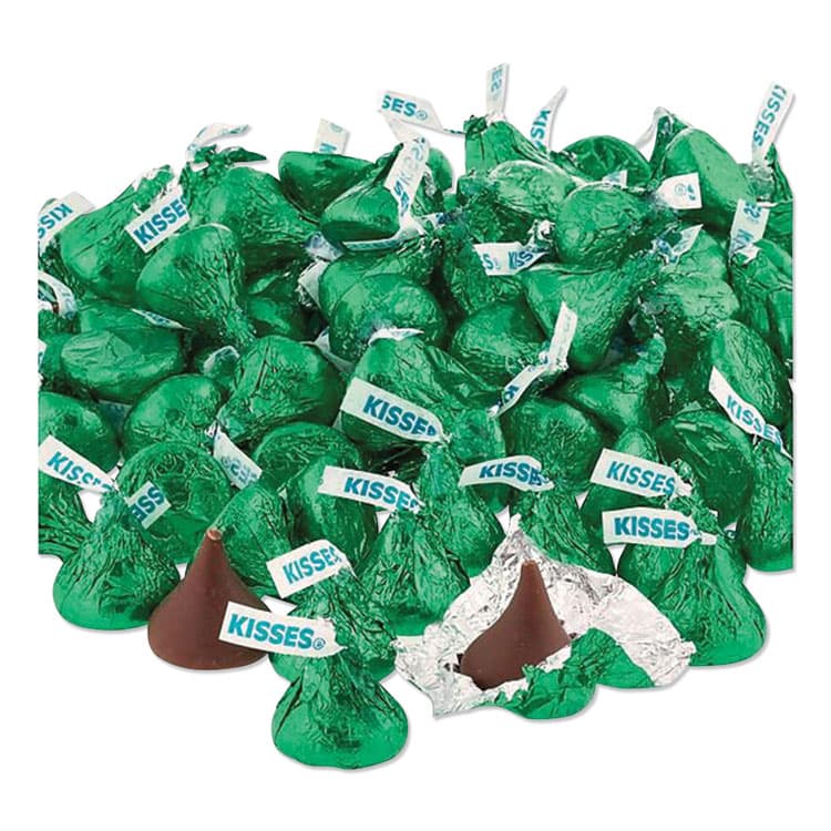 THE HERSHEY COMPANY KISSES Milk Chocolate, Green Wrappers, 66.7 oz Bag (HRS60347) thumbnail 3