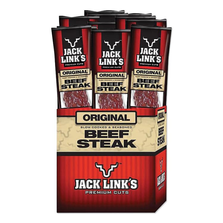 LINK SNACKS Beef Steak, Original, 1 oz., 12/Box (JCK02027)