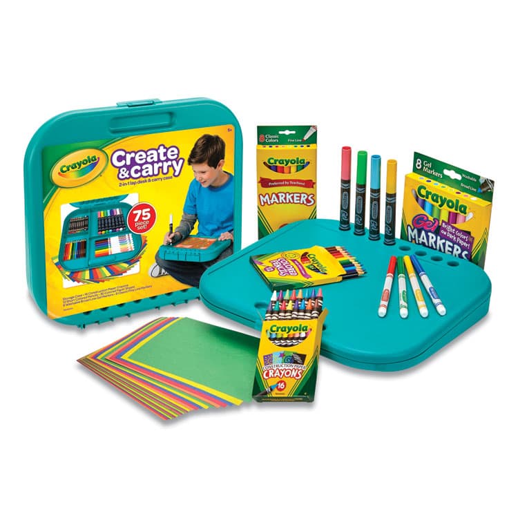 BINNEY & SMITH / CRAYOLA Create N' Carry Case, Combo Art Storage Case and Lap Desk, 75 Pieces (CYO046814)