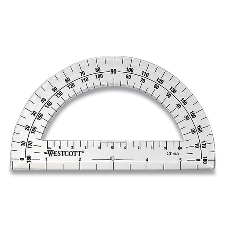 ACME UNITED CORPORATION 180 Degree Protractor, Plastic, 6" Ruler Edge/180 Degree, Clear (ACM11200)