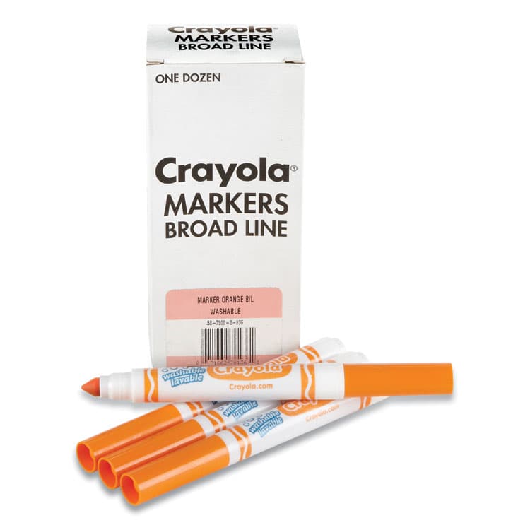 BINNEY & SMITH / CRAYOLA Broad Line Washable Markers, Broad Bullet Tip, Orange, 12/Box (CYO587800036)