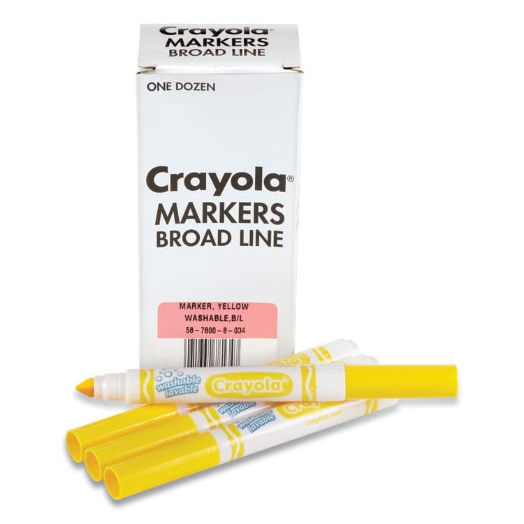 BINNEY & SMITH / CRAYOLA Broad Line Washable Markers, Broad Bullet Tip, Yellow, 12/Box (CYO587800034)