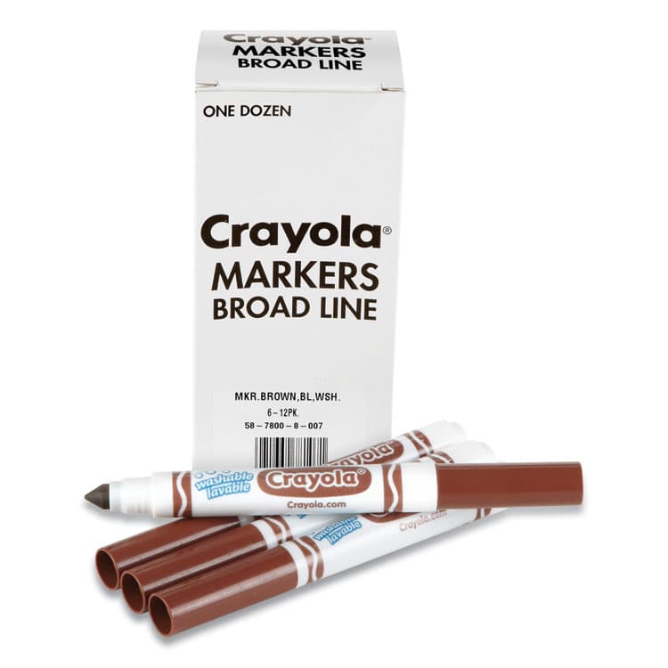 BINNEY & SMITH / CRAYOLA Broad Line Washable Markers, Broad Bullet Tip, Brown, 12/Box (CYO587800007)