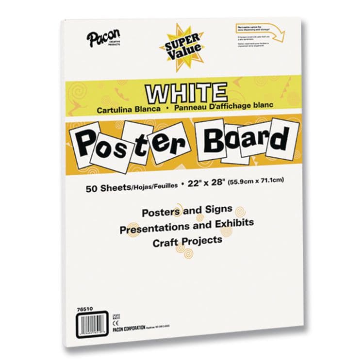 PACON CORPORATION Super Value Posterboard, 22 x 28, White, 50/Carton (PAC76510)