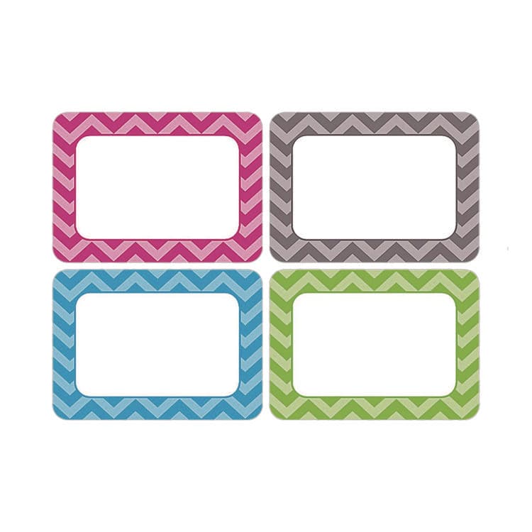 TEACHER CREATED RESOURCES All Grade Self-Adhesive Name Tags, 3.5 x 2.5, Chevron Border Design, Assorted Colors, 36/Pack (TCR5526)