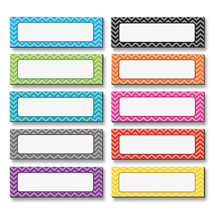 TEACHER CREATED RESOURCES Chevron Labels Magnetic Accents, Chevron Labels, 1.5" x 4.75", Assorted Colors, 20/Pack (TCR77204)