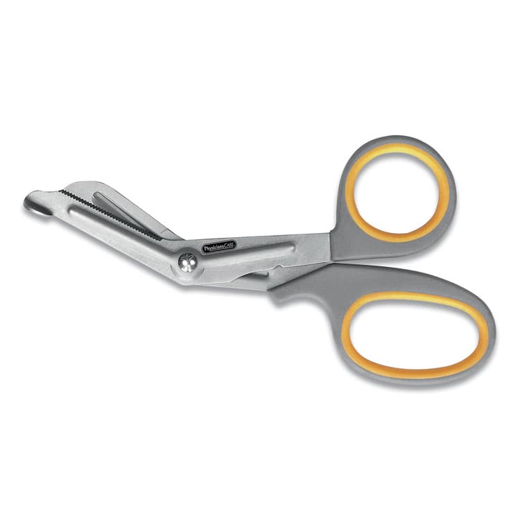 FIRST AID ONLY, . Titanium-Bonded Angled Medical Shears, 7" Long, 3" Cut Length, Crane-Style Gray/Yellow Handle (FAO90292)