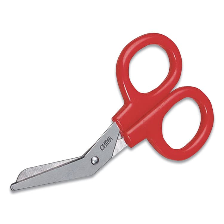 FIRST AID ONLY, . Angled First Aid Kit Scissors, 4" Long, 1.5" Cut Length, Crane-Style Red Handle (FAO730010)