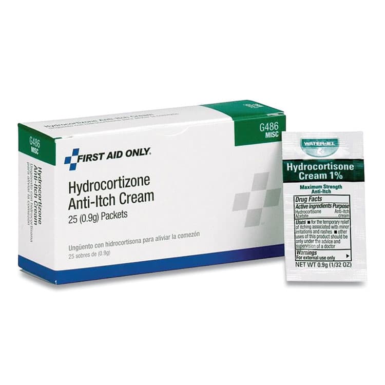 FIRST AID ONLY, . Hydrocortisone Anti-Itch Cream, 0.03 oz Packet, 25/Box (FAOG486)