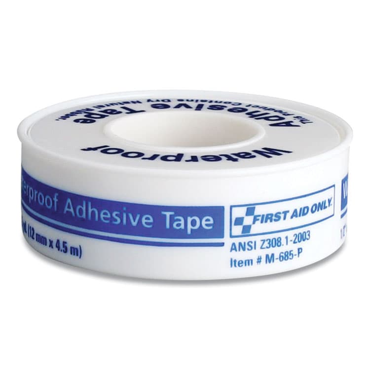 FIRST AID ONLY, . Waterproof-Adhesive Medical Tape with Dispenser, Acrylic, 0.5" x 15 ft, White (FAO730014)