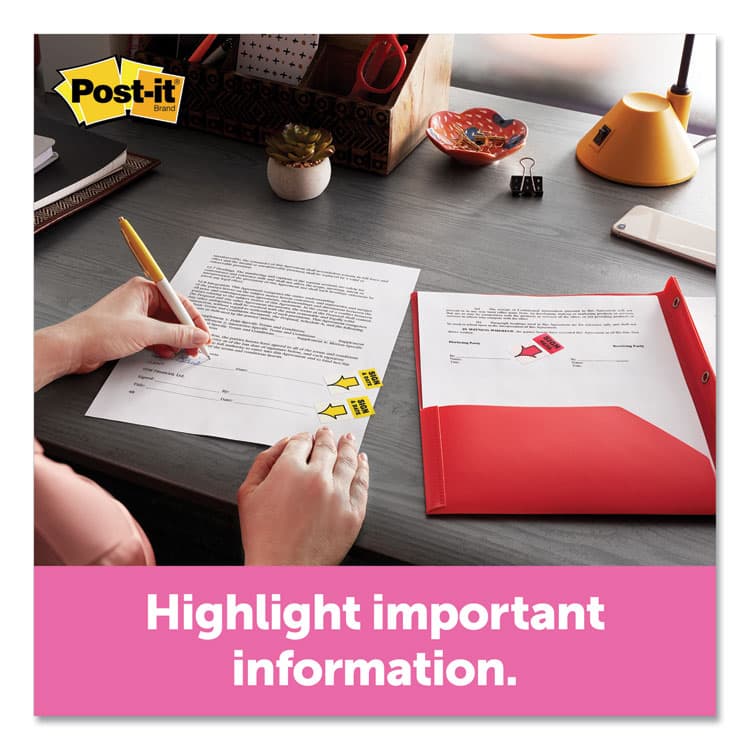 3M/COMMERCIAL TAPE DIV. Page Flags in Desk Grip Dispenser, 1 x 1.75, Yellow, 200/Dispenser (MMM680HVYW) thumbnail 2