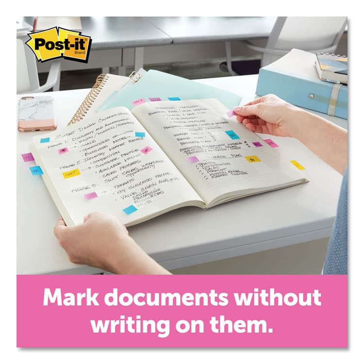 3M/COMMERCIAL TAPE DIV. Page Flags in Desk Grip Dispenser, 1 x 1.75, Yellow, 200/Dispenser (MMM680HVYW) thumbnail 3