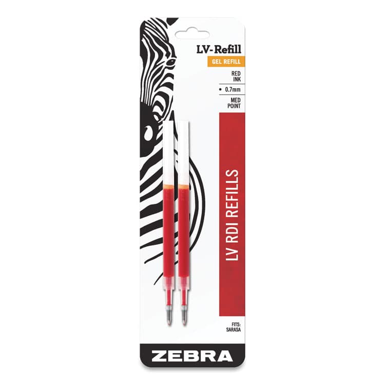 ZEBRA PEN CORP. JF Refill for Jimnie, Sarasa, ecoSarasa, Orbitz, Z-Grip and GR8 Gel Roller Ball Pens, Medium Conical Tip, Red Ink, 2/Pack (ZEB87032)