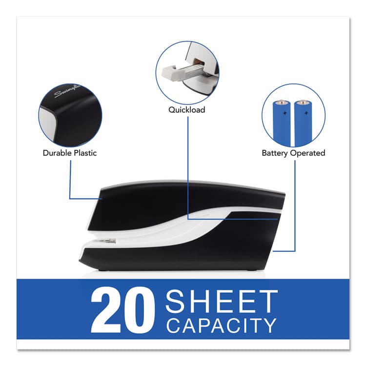 ACCO BRANDS, . Breeze Automatic Stapler, 20-Sheet Capacity, Black (SWI42132) thumbnail 4