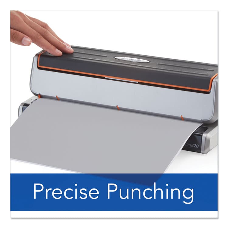 ACCO BRANDS, . 20-Sheet Optima 20 Electric Punch, Three-Hole, 9/32" Holes, Silver/Black (SWI74520) thumbnail 4