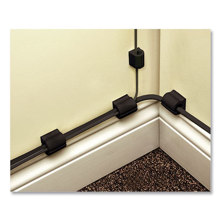 RUBBO INTERNATIONAL D-Wings Nail-Free Cord Clips, 12 Small 0.38", Six Large 0.5", Black, 18/Pack (RBOUTWD18BK) thumbnail 3