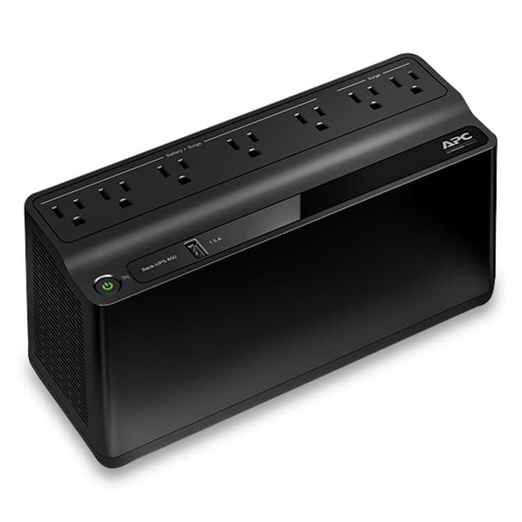 AMERICAN POWER CONVERSION BN650M1 Back-UPS 650 VA Battery Backup System, 7 Outlets, 650 VA, 490 J (SEUBVN650M1)