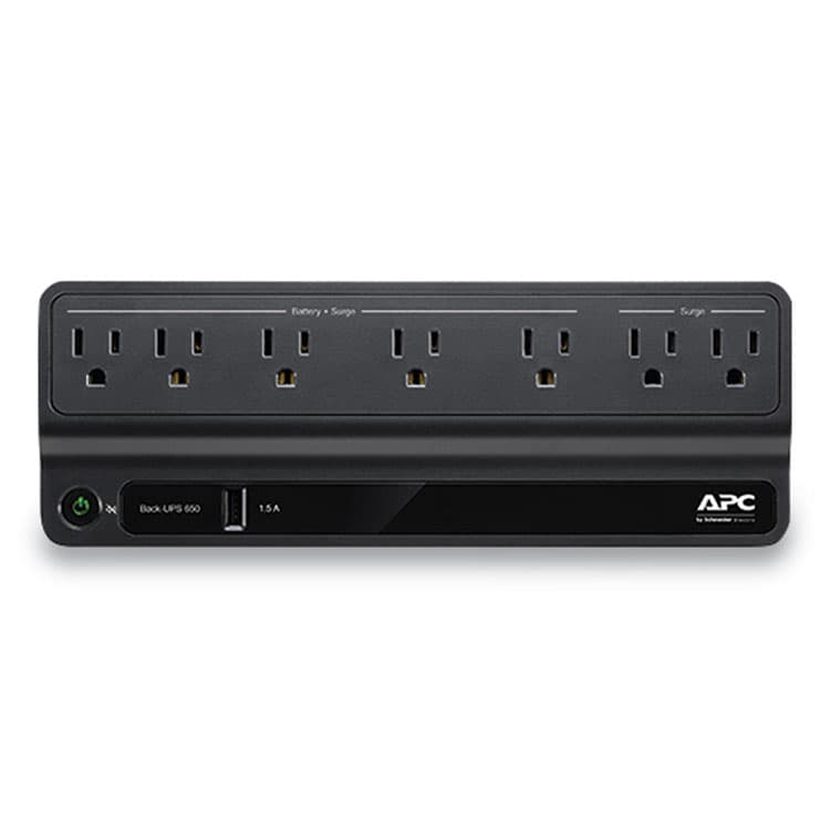 AMERICAN POWER CONVERSION BN650M1 Back-UPS 650 VA Battery Backup System, 7 Outlets, 650 VA, 490 J (SEUBVN650M1) thumbnail 4