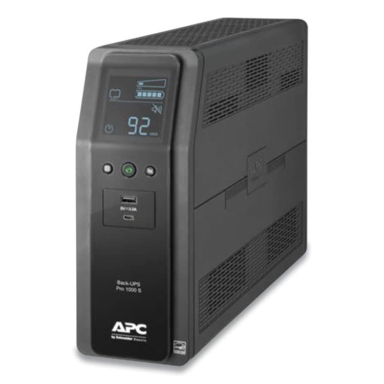 AMERICAN POWER CONVERSION BR1000MS Back-UPS PRO BR Series SineWave Battery Backup System, 10 Outlets, 1,000 VA, 1,080 J (SEUBR1000MS)