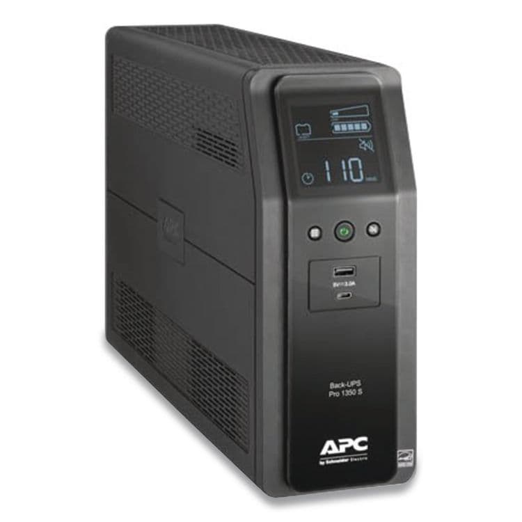 AMERICAN POWER CONVERSION BR1350MS Back-UPS PRO BR Series SineWave Battery Backup System, 10 Outlets, 1,350 VA, 1,080 J (SEUBR1350MS)