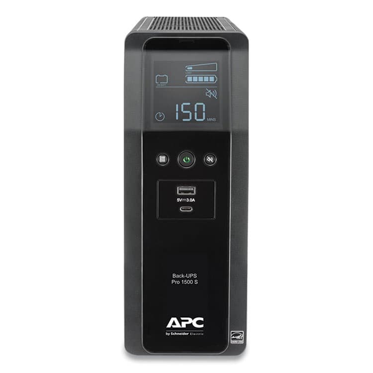 AMERICAN POWER CONVERSION BR1500MS Back-UPS PRO BR Series SineWave Battery Backup System, 10 Outlets, 1,500 VA, 1,080 J (SEUBR1500MS)