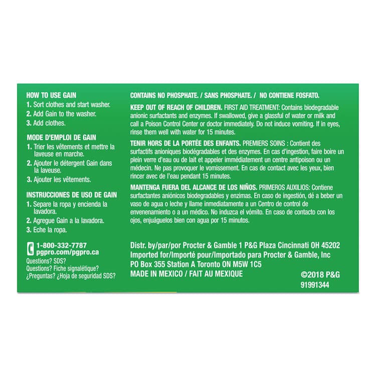 PROCTER & GAMBLE Powder Laundry Detergent, Coin Vend, Gain Original Scent, 1.1 oz Box, 156 Boxes/Carton (PGC49338) thumbnail 3