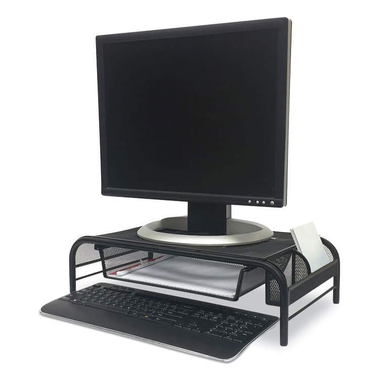 EMS MIND READER LLC Raise Metal Mesh Monitor Stand with Drawer, 20" x 11.5" x 5.6", Black, Supports 25 lbs (EMSMMBLK) thumbnail 2