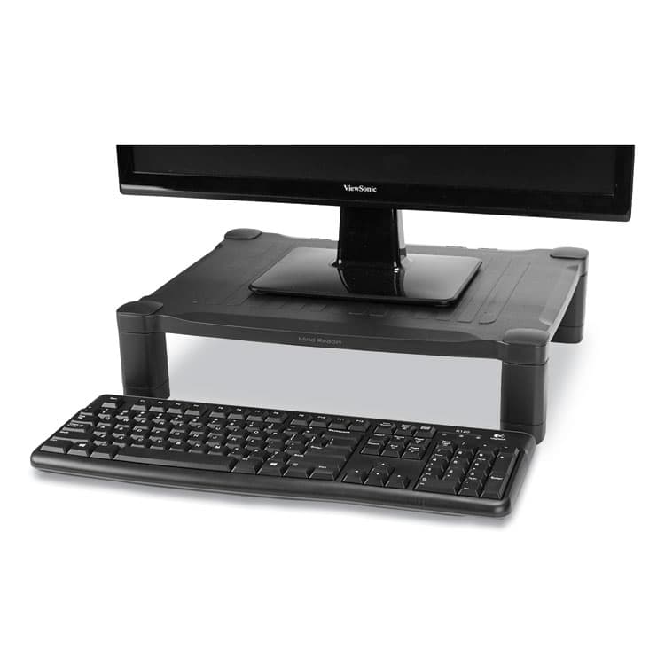 EMS MIND READER LLC Adjustable Rectangular Monitor Stand, 17" x 13" x 3.75" to 5.75", Black, Supports 22 lbs (EMSPLMONSTBLK)