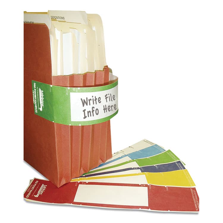 TABBIES File Pocket Handles, 9.63 x 2, Green/White, 4/Sheet, 12 Sheets/Pack (TAB68809)