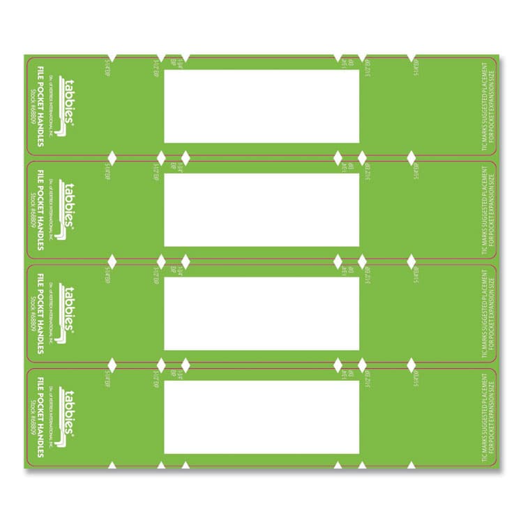 TABBIES File Pocket Handles, 9.63 x 2, Green/White, 4/Sheet, 12 Sheets/Pack (TAB68809) thumbnail 4