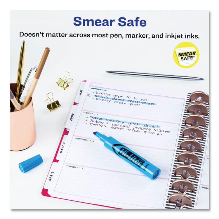 AVERY PRODUCTS CORPORATION HI-LITER Desk-Style Highlighters, Fluorescent Blue Ink, Chisel Tip, Blue/Black Barrel, Dozen (AVE24016) thumbnail 2