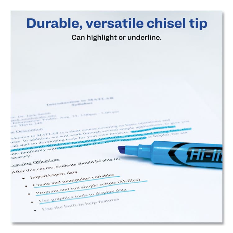 AVERY PRODUCTS CORPORATION HI-LITER Desk-Style Highlighters, Fluorescent Blue Ink, Chisel Tip, Blue/Black Barrel, Dozen (AVE24016) thumbnail 3