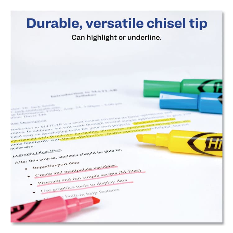 AVERY PRODUCTS CORPORATION HI-LITER Desk-Style Highlighters, Assorted Ink Colors, Chisel Tip, Assorted Barrel Colors, 4/Set (AVE17752) thumbnail 3