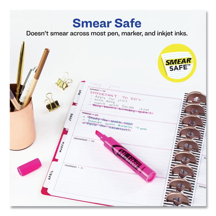 AVERY PRODUCTS CORPORATION HI-LITER Desk-Style Highlighters, Fluorescent Pink Ink, Chisel Tip, Pink/Black Barrel, Dozen (AVE24010) thumbnail 2