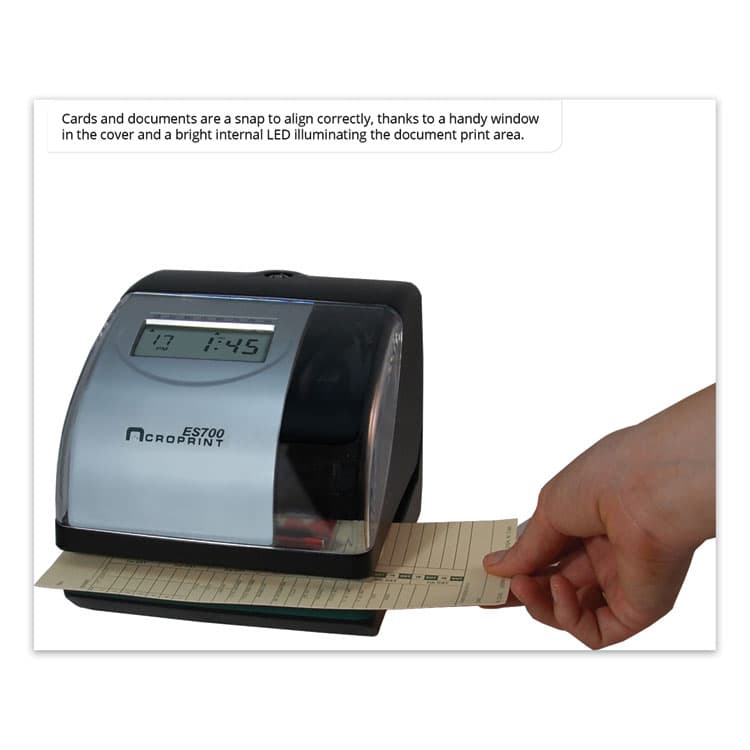ACRO PRINT TIME RECORDER ES700 Atomic Electronic Time Recorder and Document Stamp, Digital Display, Black/Silver (ACP010182000) thumbnail 3