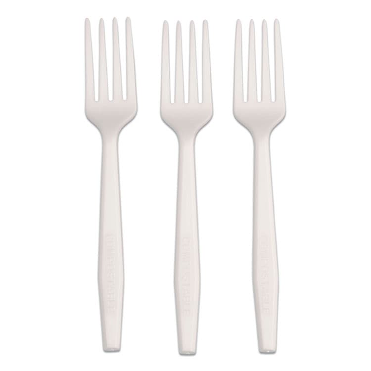 AMERCAREROYAL CPLA Cutlery, Heavyweight Fork, Plastic, White, 1,000/Carton (RPPL1801W)