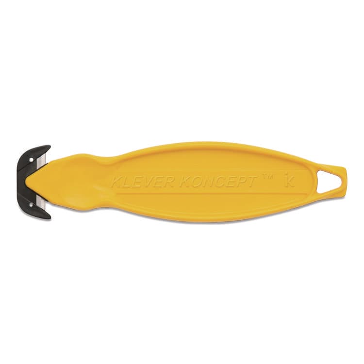 KLEVER INNOVATIONS Safety Cutter, 5.75" Plastic Handle, Yellow, 10/Pack (KLVKCJ2Y) thumbnail 2