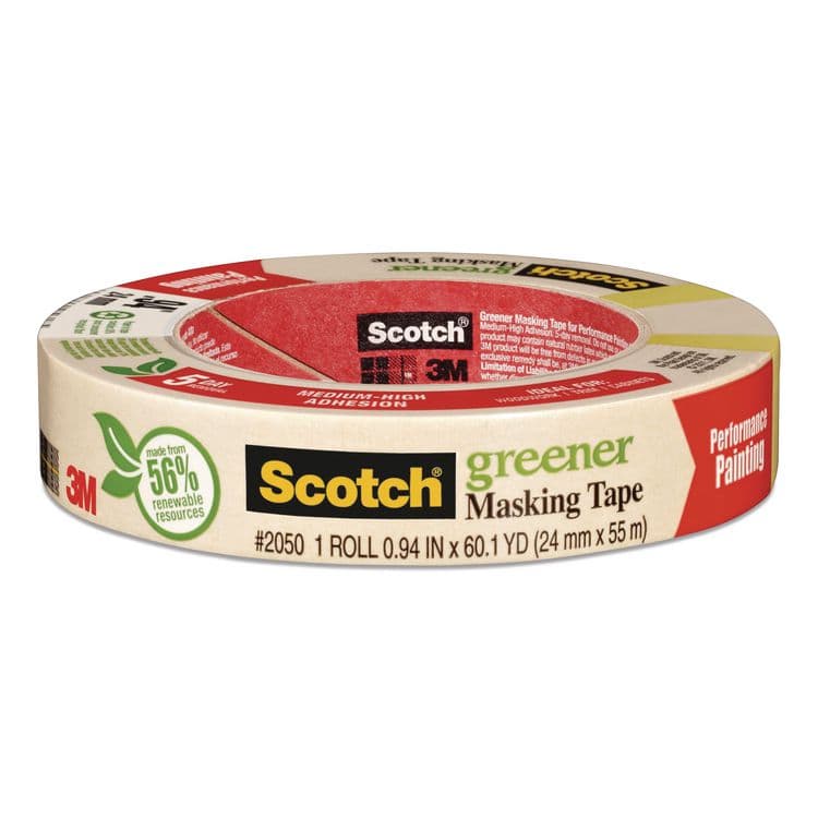 3M/COMMERCIAL TAPE DIV. Greener Masking Tape 2050, 3" Core, 0.94" x 60 yds, Beige (MMM205024A)