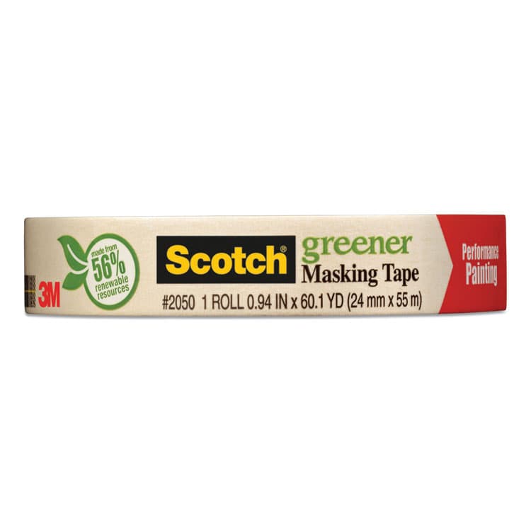 3M/COMMERCIAL TAPE DIV. Greener Masking Tape 2050, 3" Core, 0.94" x 60 yds, Beige (MMM205024A) thumbnail 2