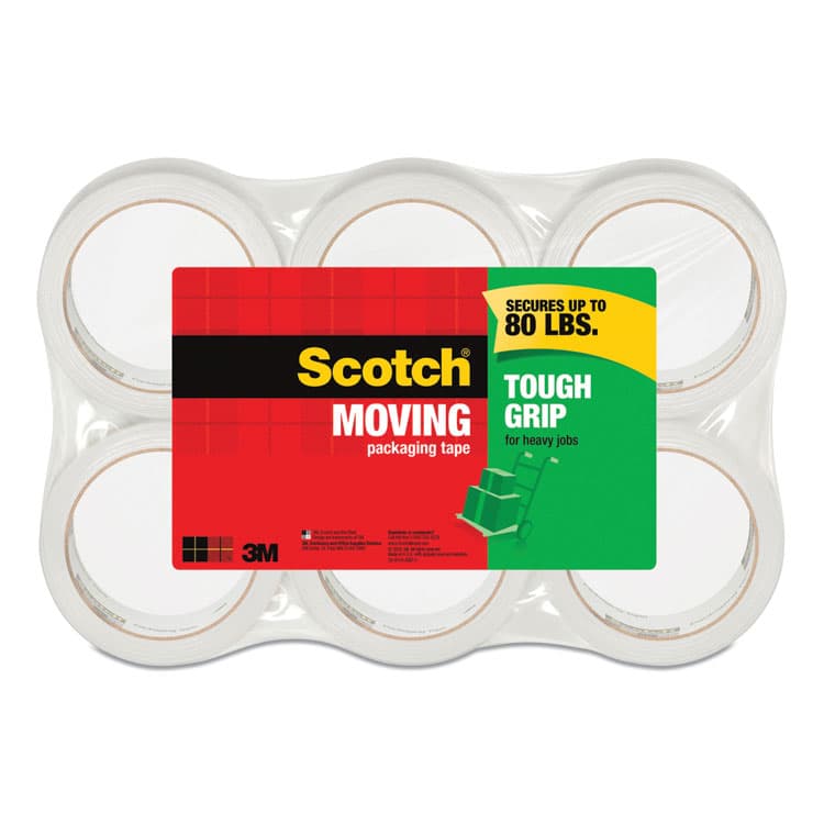 3M/COMMERCIAL TAPE DIV. Tough Grip Moving Packaging Tape, 3" Core, 1.88" x 43.7 yds, Clear, 6/Pack (MMM3500406)