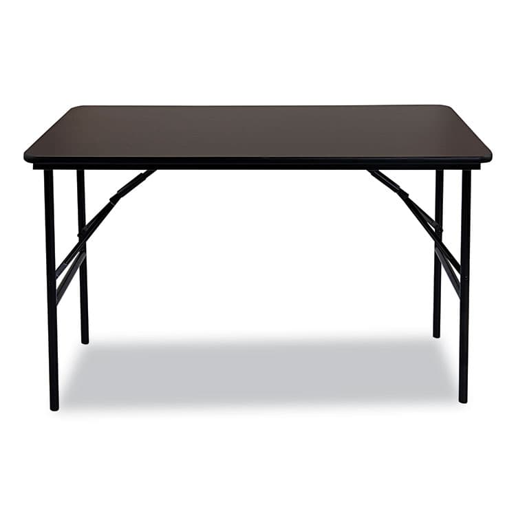 ICEBERG ENTERPRISES OfficeWorks Classic Wood-Laminate Folding Table, Straight Legs, Rectangular, 48" x 24" x 29", Walnut (ICE55304) thumbnail 2