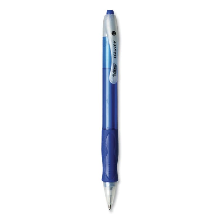 BIC CORP. Velocity Easy Glide Ballpoint Pen, Retractable, Medium 1 mm, Blue Ink, Translucent Blue Barrel, Dozen (BICVLG11BE) thumbnail 2